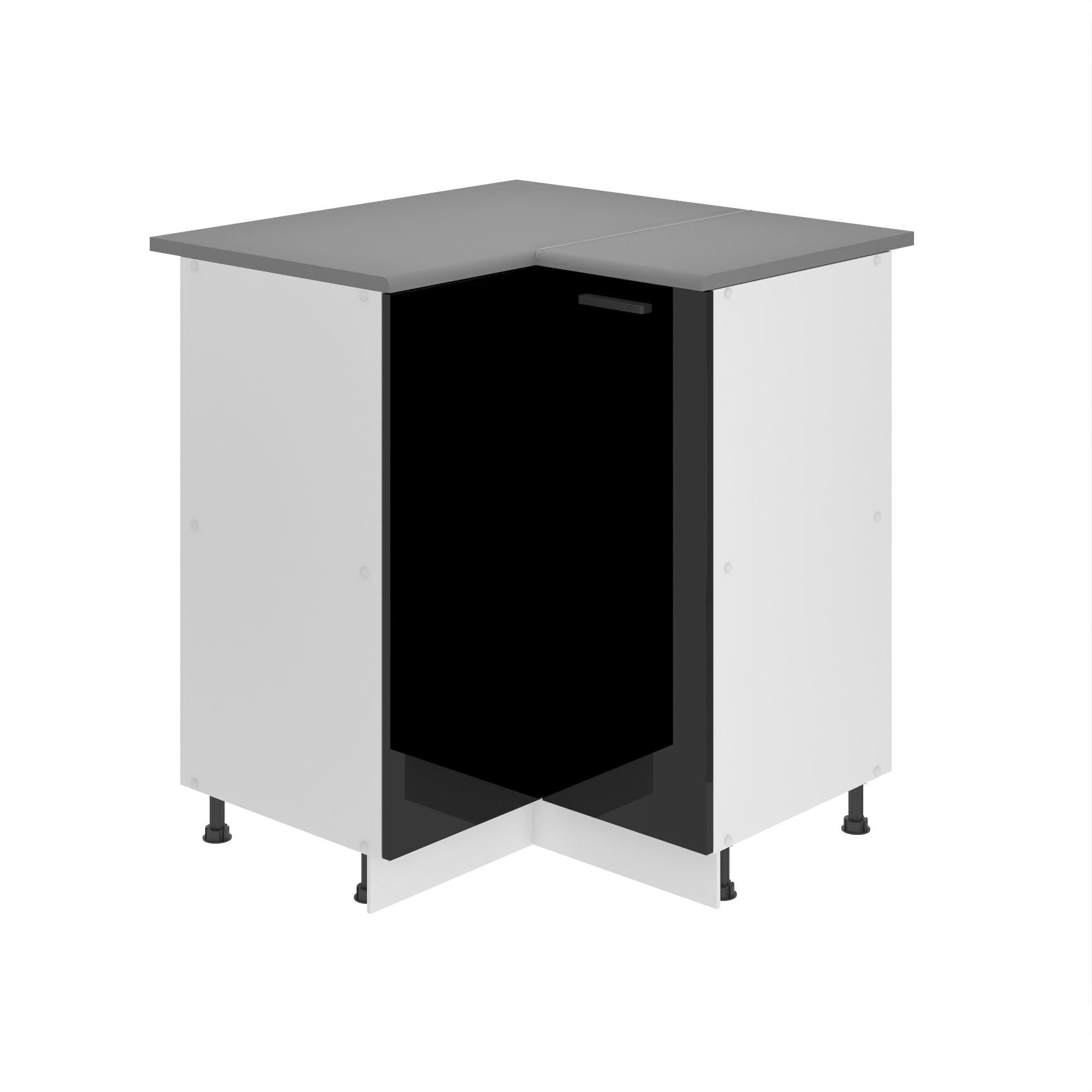KÜCHENUNTERSCHRANK 90 cm SNP mit Arbeitsplatte, Schwarz Hochglanz - Schwarz Hochglanz, Holz (90/85/90cm) - B BELINI GROUP