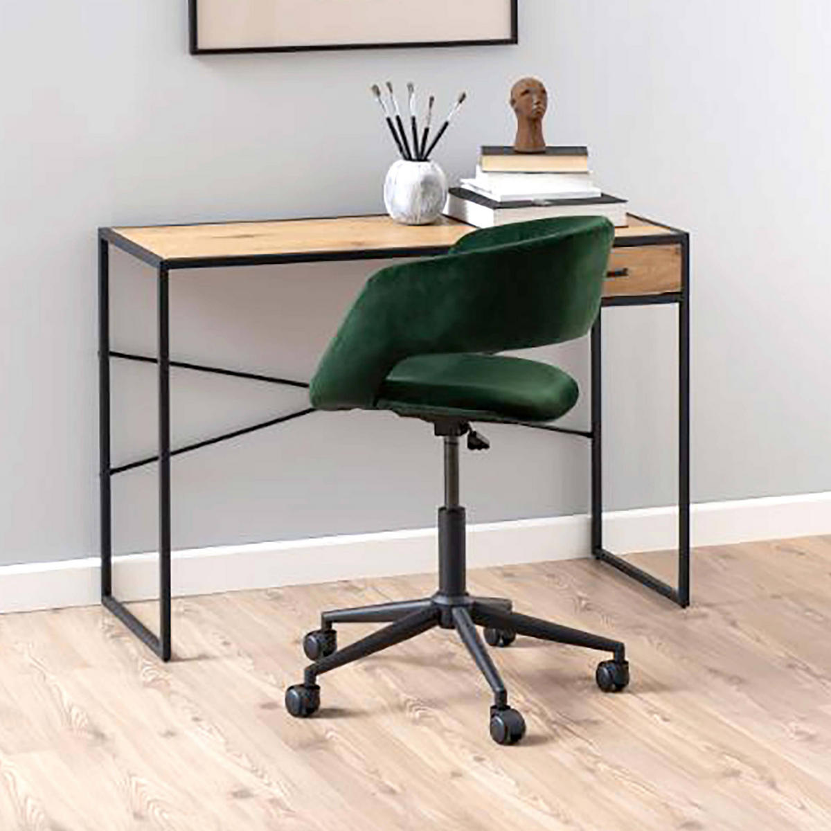 BÜROSTUHL, Grün - Grün, Textil (56/87/54cm) - Oviala