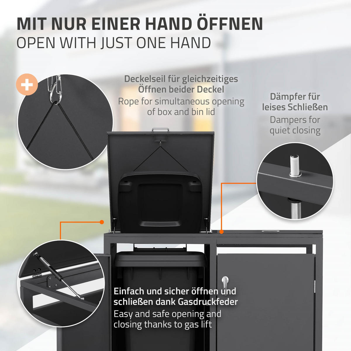 MÜLLTONNENBOX 2er Anthrazit - Anthrazit, Metall (132/120/80cm) - ML-DESIGN