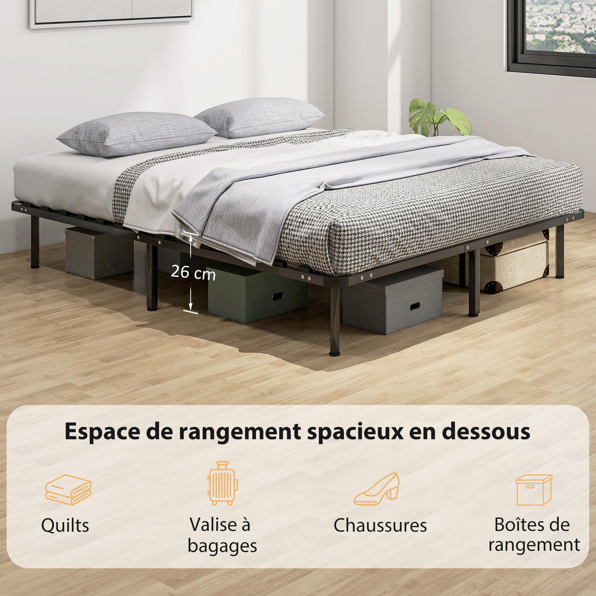 BETT 160x190 cm DE-14628 mit Lattenrost und Stauraum Schwarz - Schwarz, Metall (160/190cm) - ComfortXL