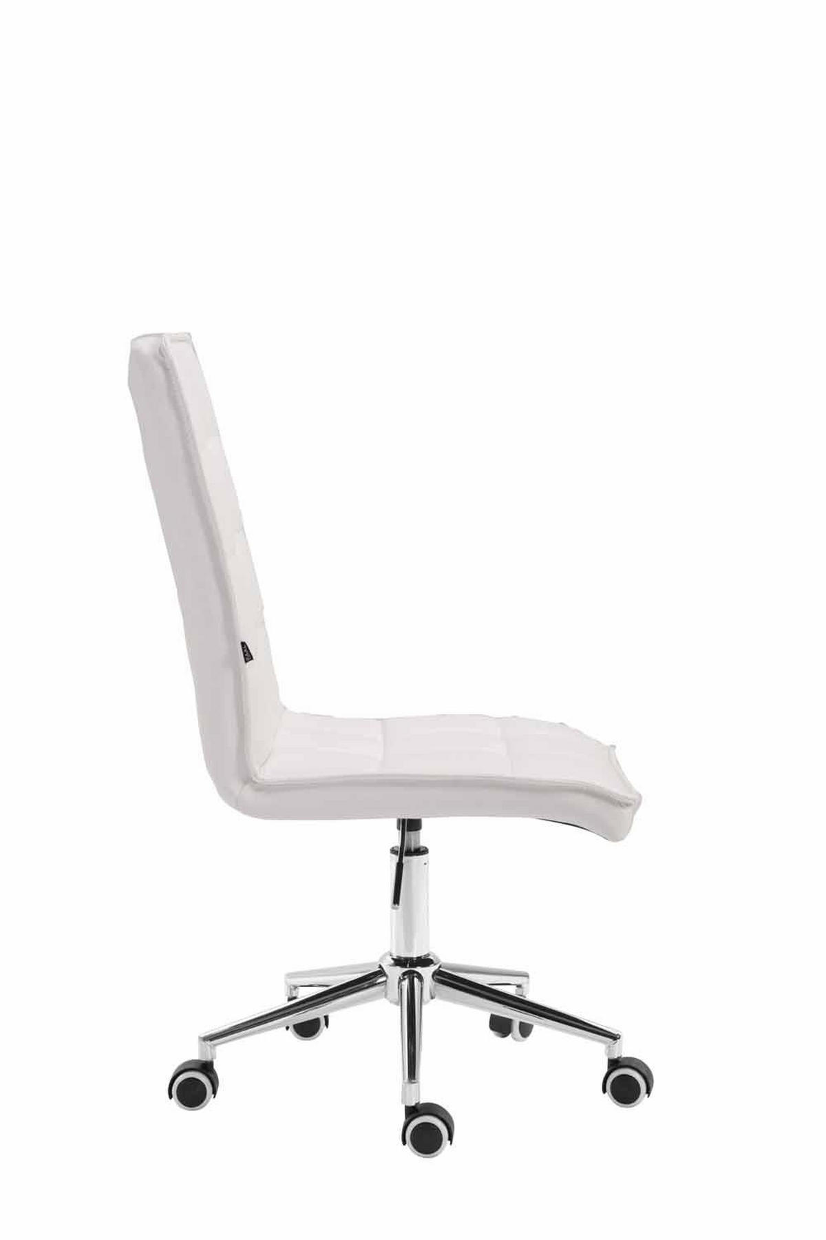 DREHSTUHL Lederlook weiß - Chromfarben/Weiß, Textil/Metall (43/90/61cm) - CLP