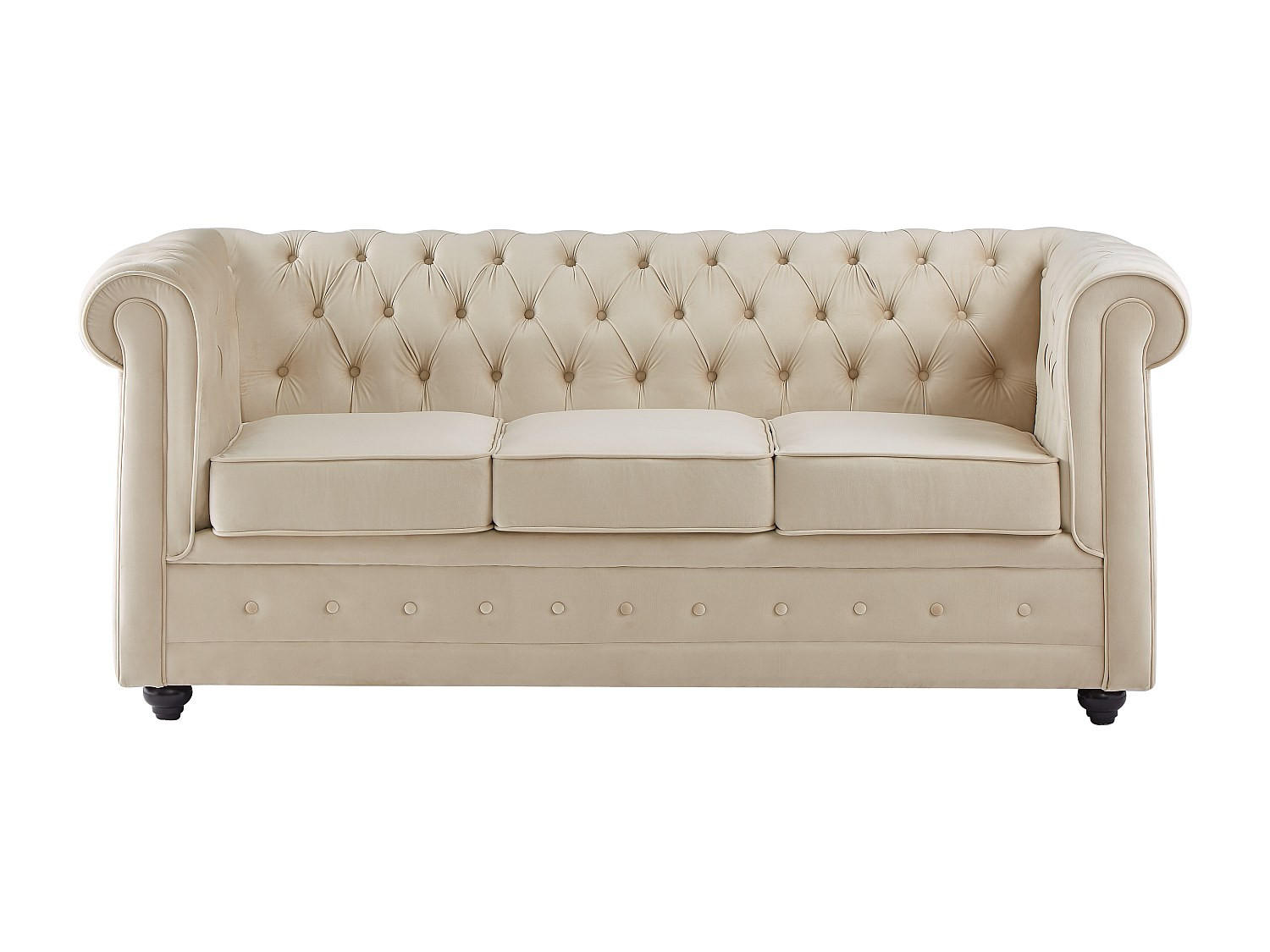 SCHLAFSOFA - 3 Personen - Samt - Beige - - Beige, Textil (208/85/89cm) - Vente-Unique