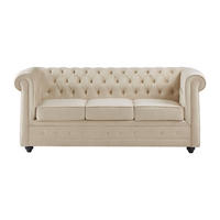 SCHLAFSOFA - 3 Personen - Samt - Beige - - Beige, Textil (208/85/89cm) - Vente-Unique