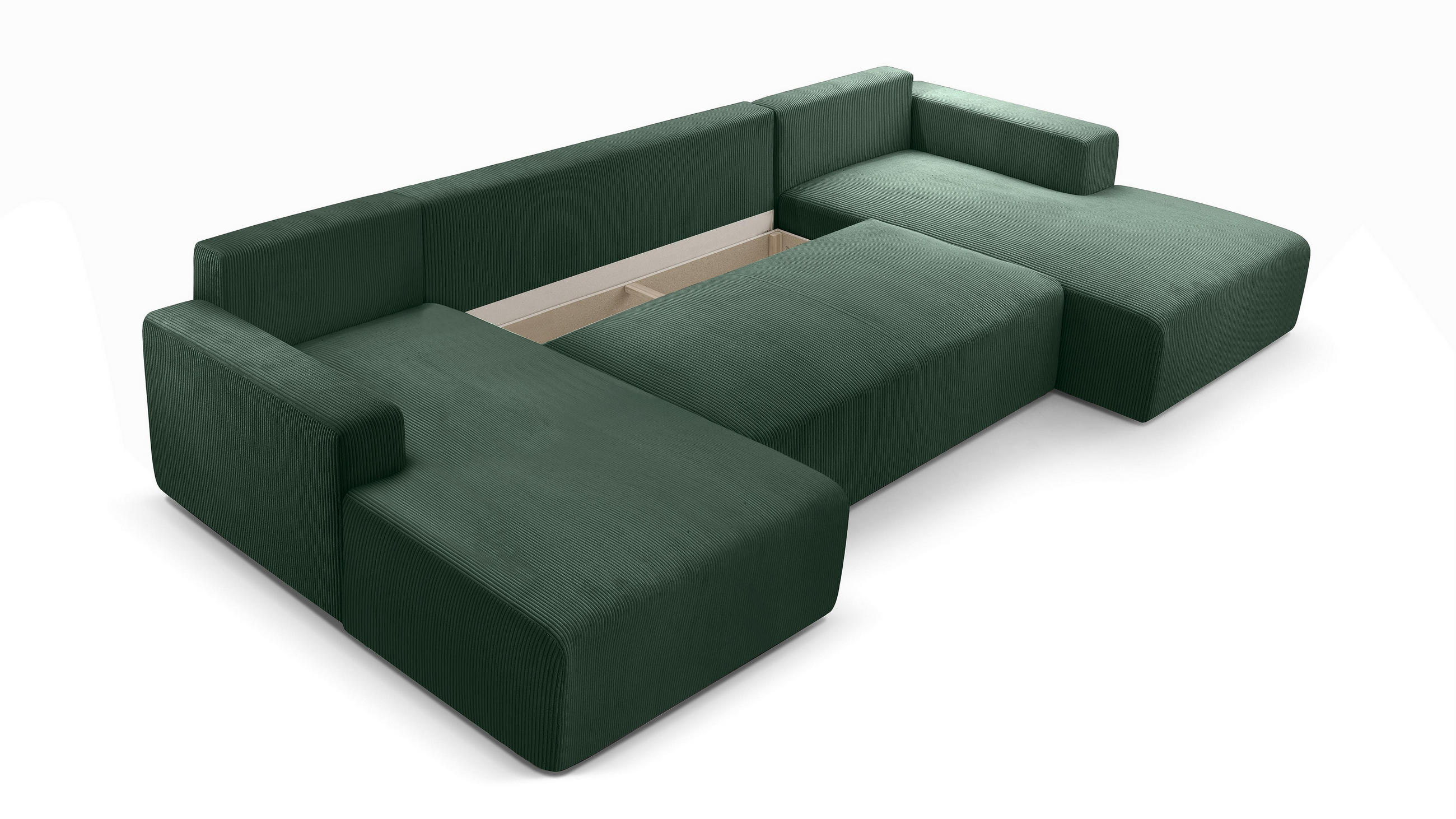 WOHNLANDSCHAFT Catea Grün 364/145/85 cm mit Schlaffunktion - Schwarz/Grün, Kunststoff/Textil (364/84/145cm) - AX Living