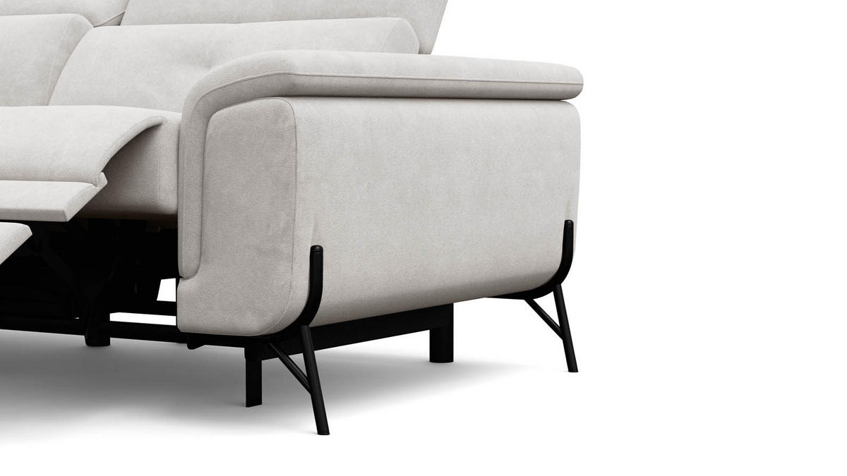 SOFA RELAX AVENA 3-Sitzer, beiger Veloursstoff - Beige/Schwarz, Holz/Textil (204/80/108cm) - Wozimo
