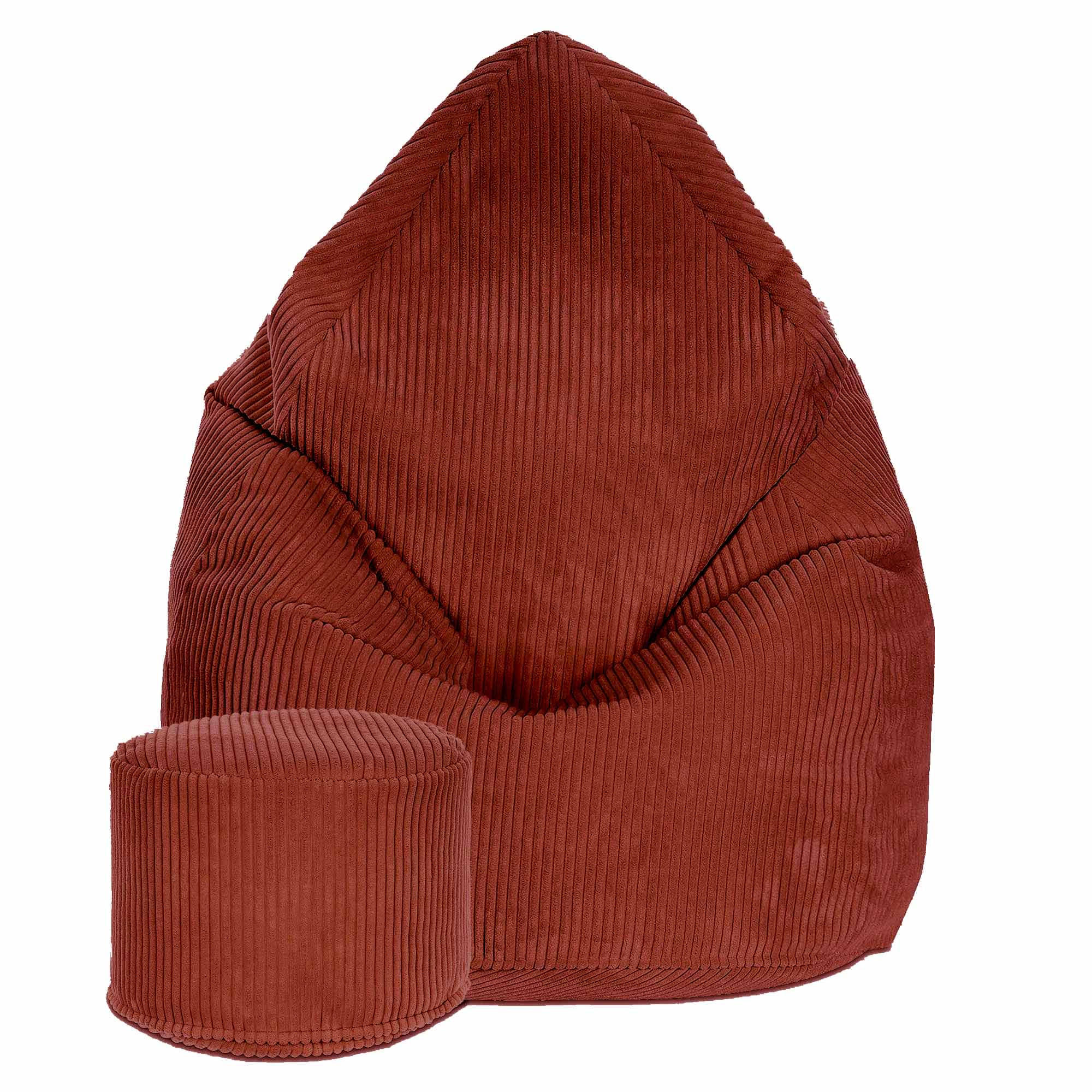 SITZSACK MIT FUßSTÜTZE Kordsamt 2-tlg Fired Brick S - Rotbraun/Rot, Textil (70/105/70cm) - Dreamroots