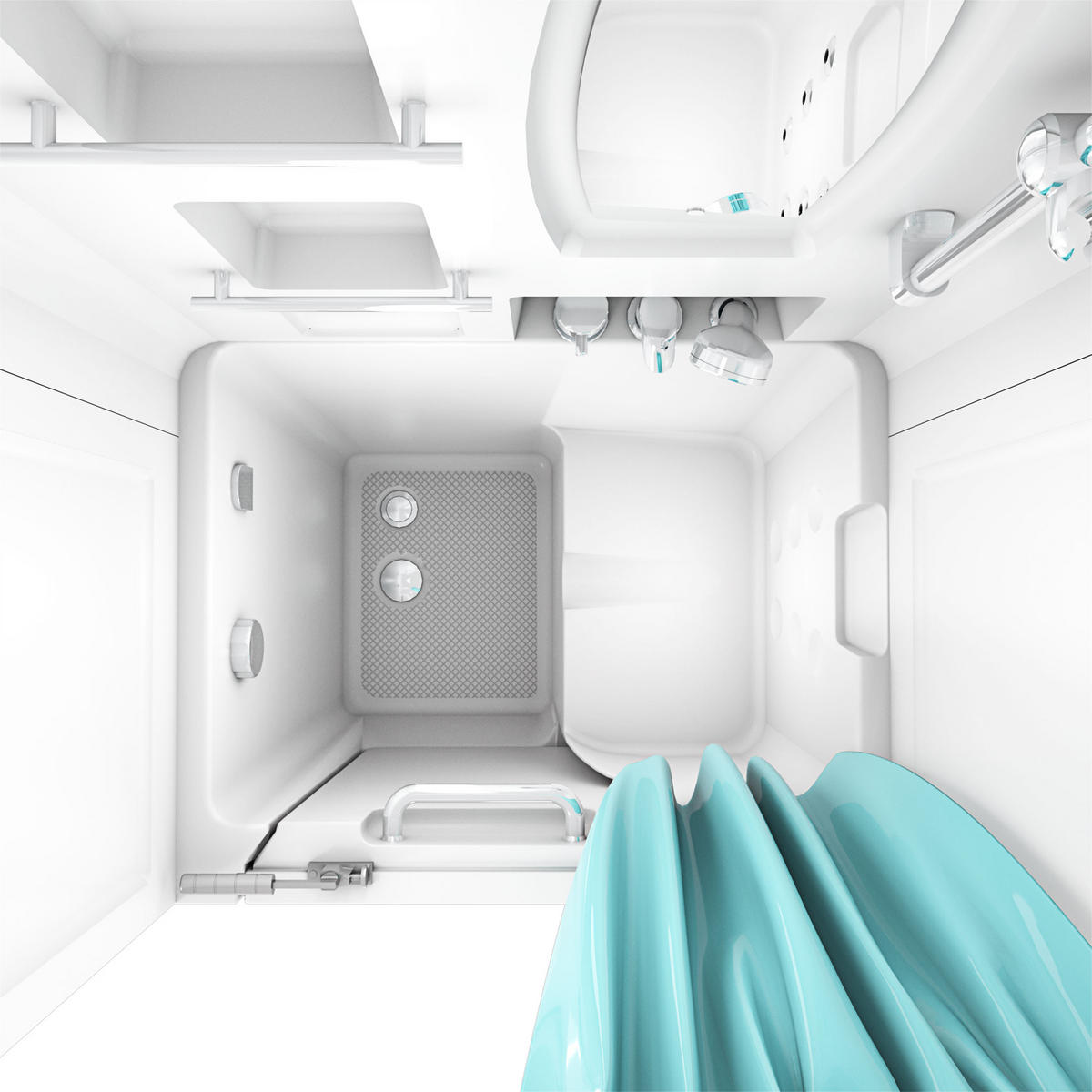 SENIORENDUSCHE Sitzwanne Wanne mit Tür S02D-B-R 100x78cm - Weiß, Glas/Kunststoff (100/78/205cm) - AcquaVapore by Sandra Jentho