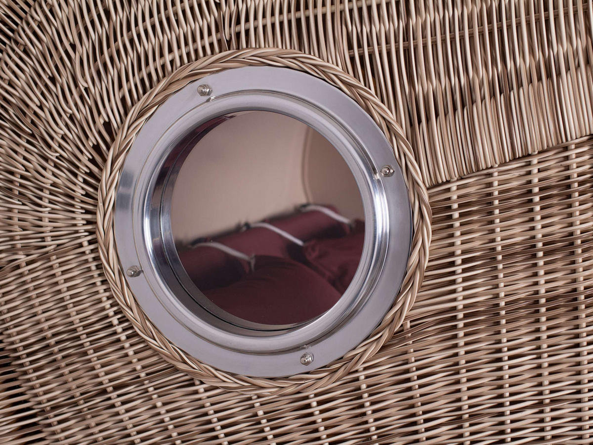 STRANDKORB XXL Düne Grande Teak PE Shell - Rot/Braun, Metall (142/170/95cm) - Mr. Deko