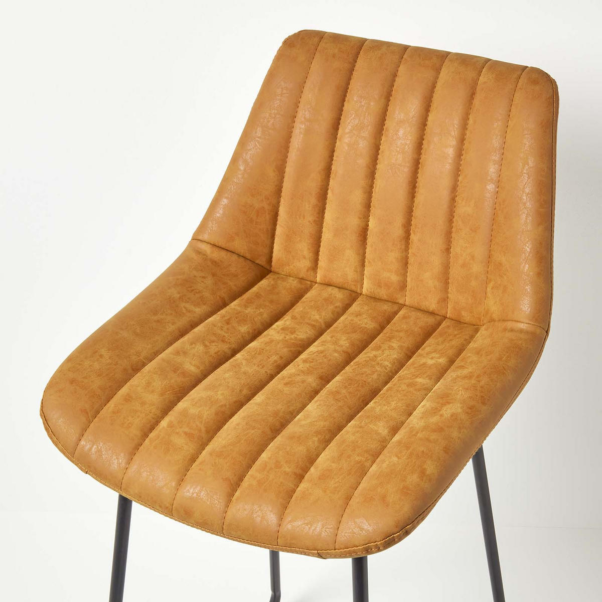 BARSTUHL Ascot, Kunstleder mit Rückenlehne - Bernsteinfarben, Textil (54/97/47cm) - Homescapes