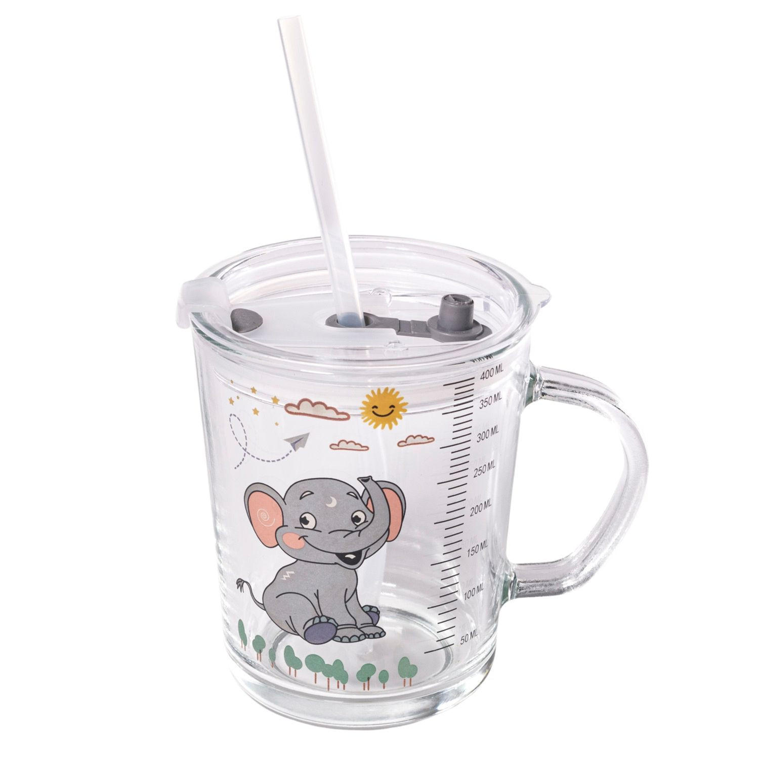KINDER TRINKBECHER 400 ml - Grau, Glas (8.8/11.5/12.5cm) - Intirilife