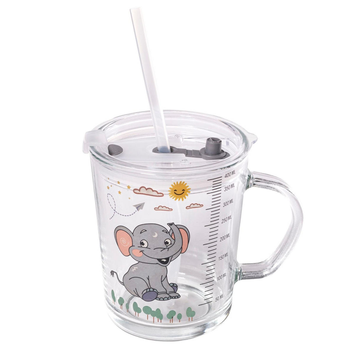 KINDER TRINKBECHER 400 ml - Grau, Glas (8.8/11.5/12.5cm) - Intirilife