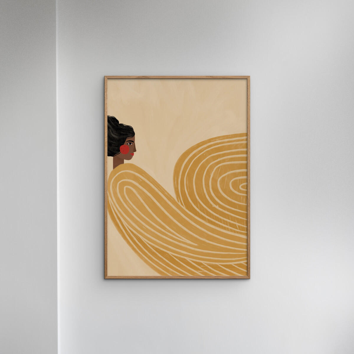 POSTER mit Rahmen Bea Muller - The Woman With the Yellow Stripes - Eichefarben/Gelb, Holz/Papier (30/40cm) - Poster&Frame