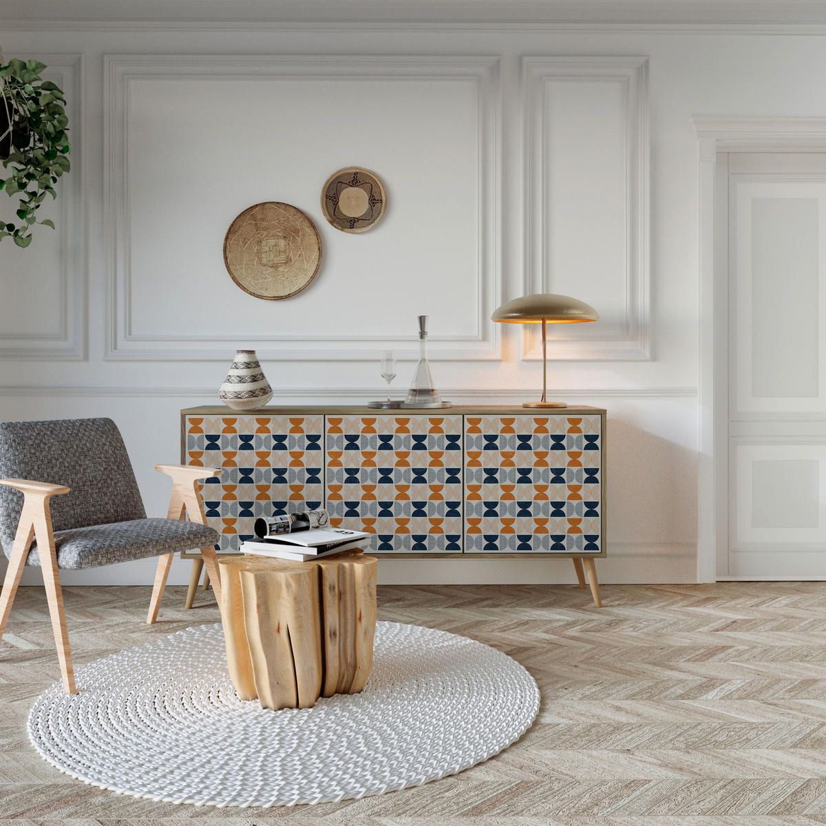 SIDEBOARD REFLECTION RANGE, Eicheneffekt, 164,5x42x77,5 cm, 3 Türen - Eichefarben/Buchefarben, Holzwerkstoff/Buchenholz (164.5/77.5/42cm) - SpaceRebels