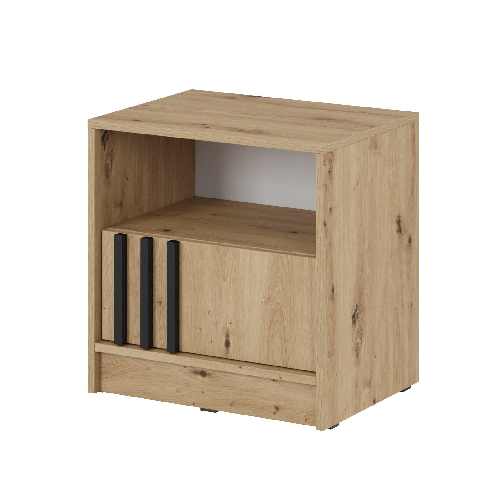 Bettso Nachttisch Eiche Artisan, Schwarz 51x52x38 cm