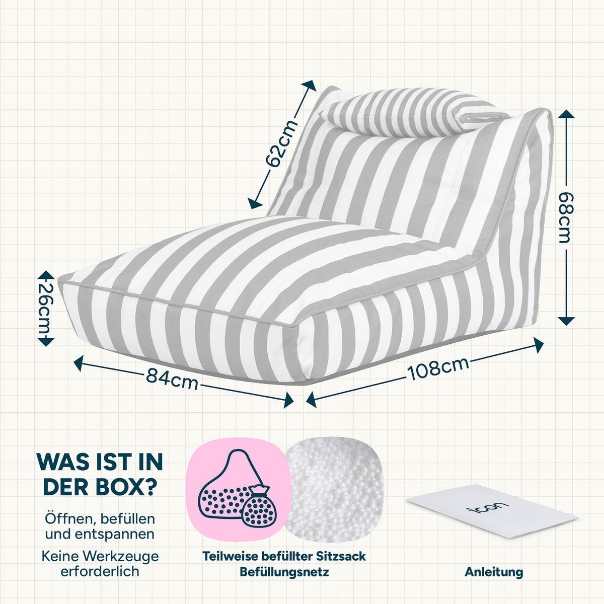 SITZSACK Liege Indoor Outdoor Nova - Orange, Textil (84/68/108cm) - icon