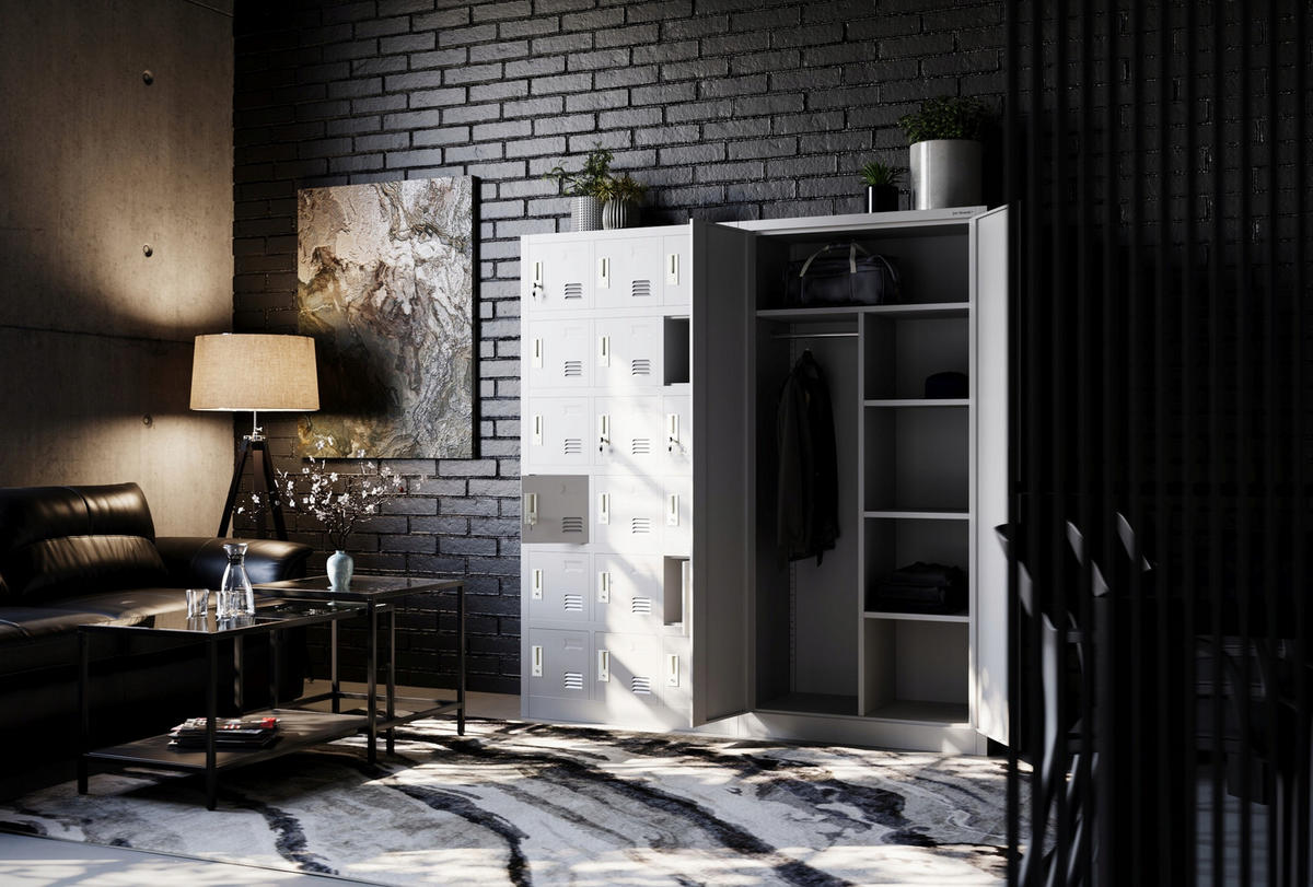 SCHLIESSFACHSCHRANK KAROL - Grau, Metall (90/185/40cm) - Jan Nowak