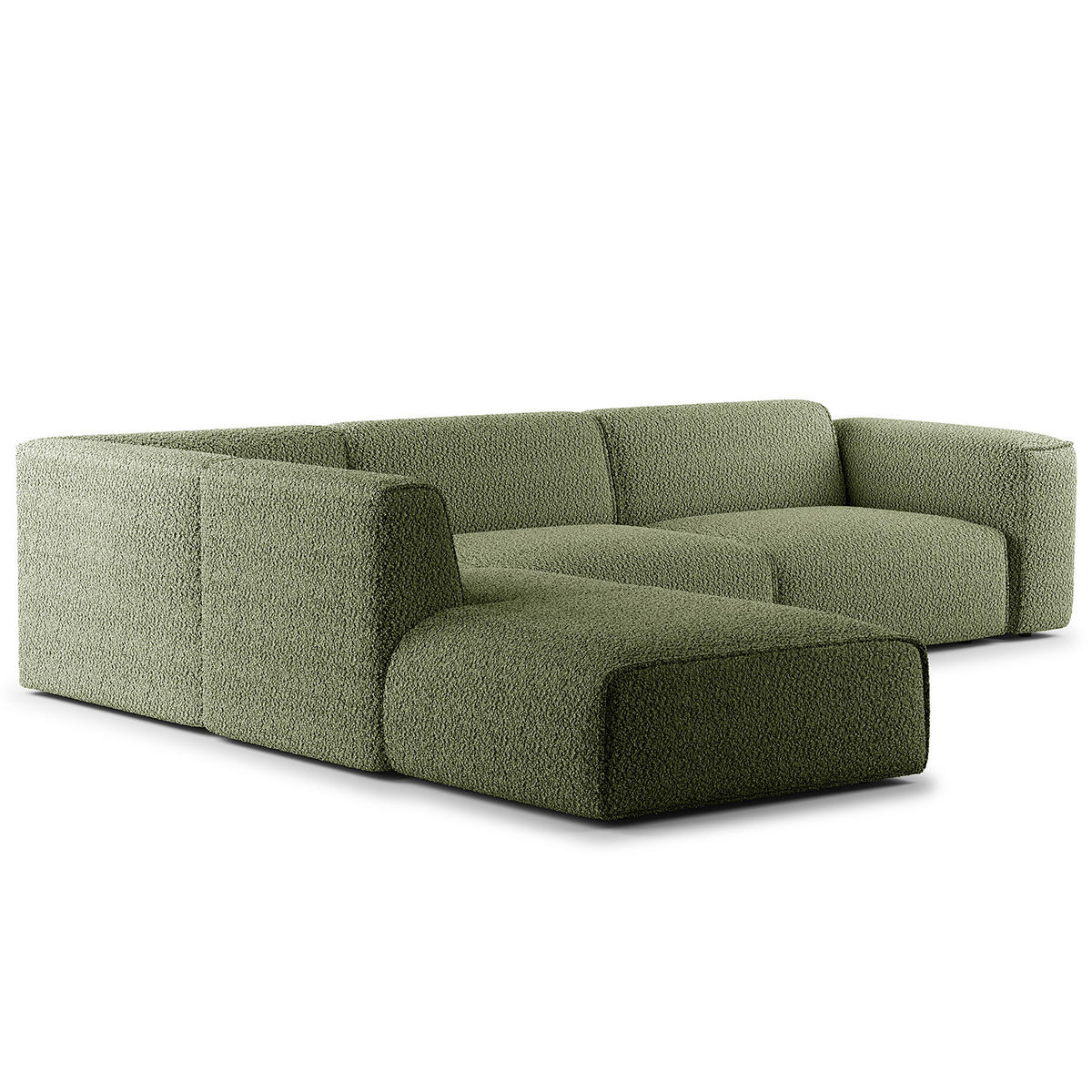 3-SITZER ECKSOFA mit Recamiere - Schwarz/Grün, Kunststoff/Textil (295/231cm) - home24