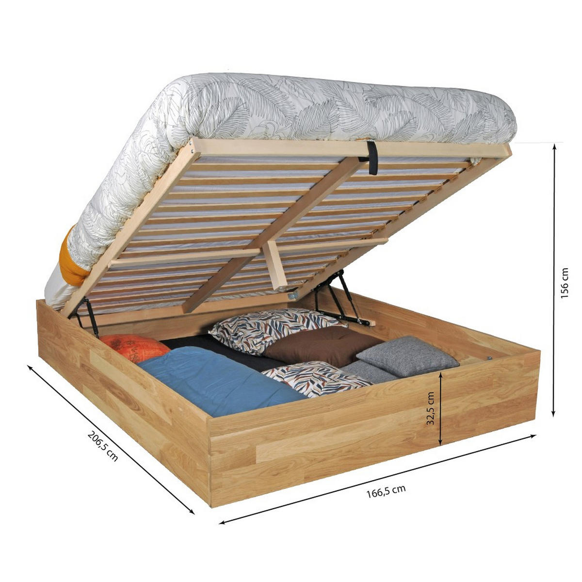 MASSIVHOLZBETT mit Bettkasten/ 160x200cm BEN- Eiche geölt - Eichefarben, Holz (160/200cm) - Weber Industries