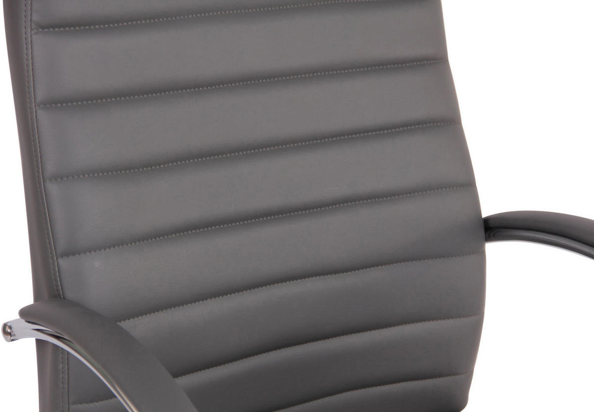 CHEFSESSEL Lederlook grau - Chromfarben/Grau, Textil/Metall (58/113/72cm) - CLP