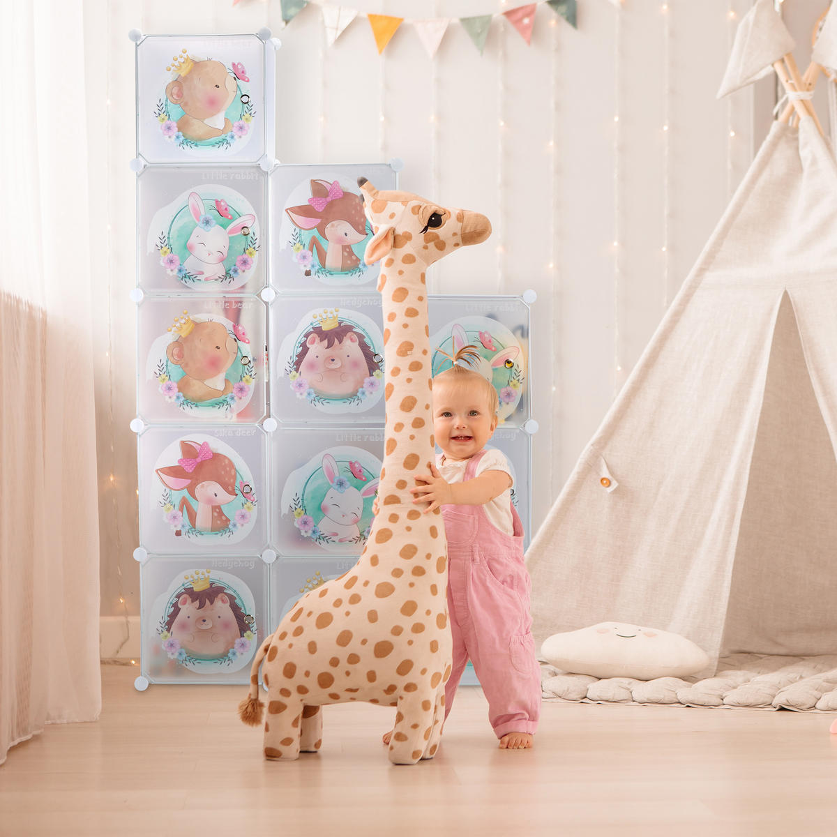 KINDERSTECKREGAL - Weiß, Kunststoff/Metall (110/145/37cm) - Relaxdays