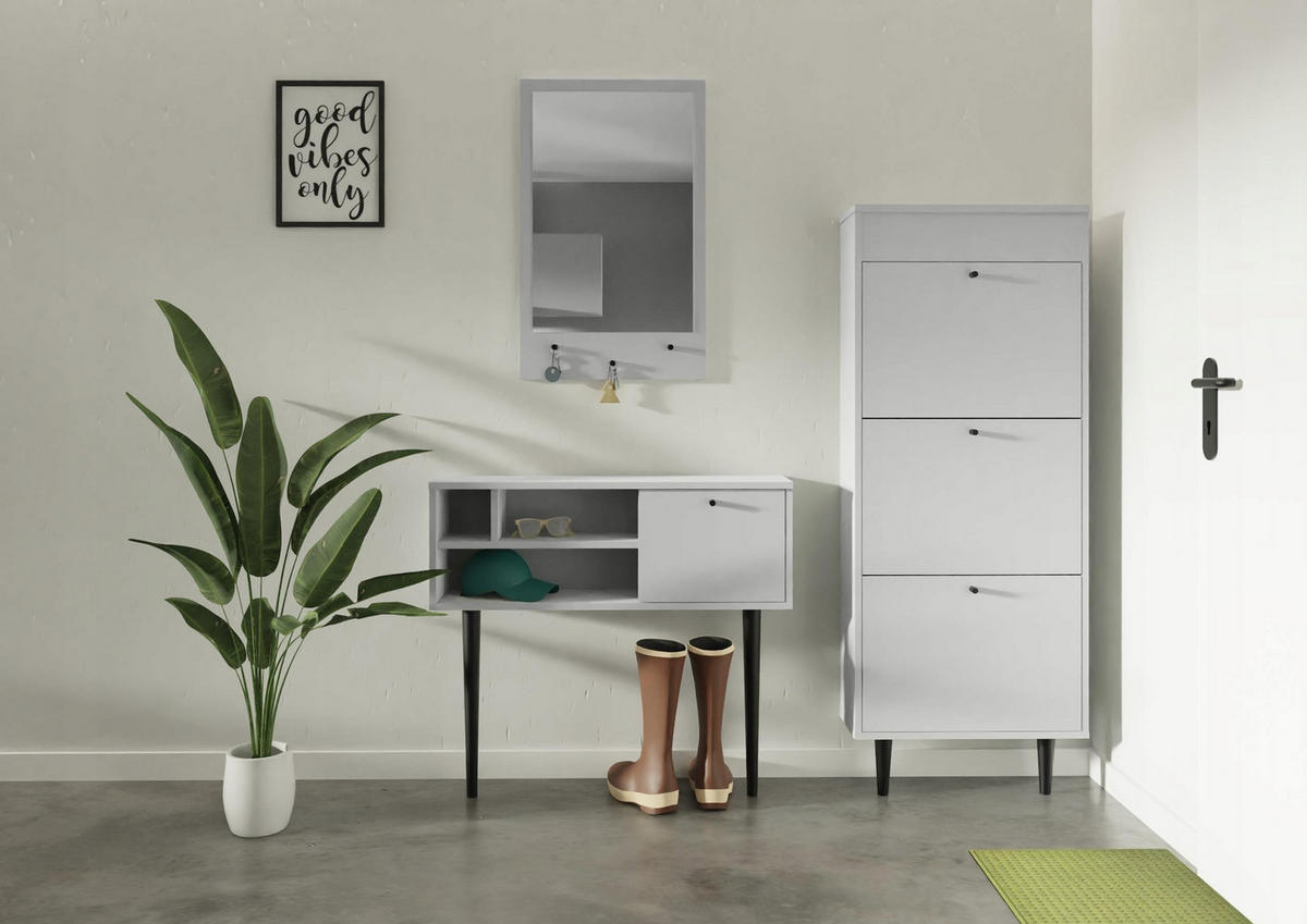 SCHUHSCHRANK Dotti 531 Grau 55/21/141 cm Wandmontage - Grau, Holzwerkstoff (55/141/21cm) - Matkam Möbel