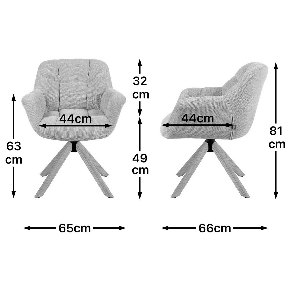 DREHSTUHL Mika-Nea - Honigeiche/Creme, Eichenholz/Holz (65/81/66cm) - DUBI Möbel