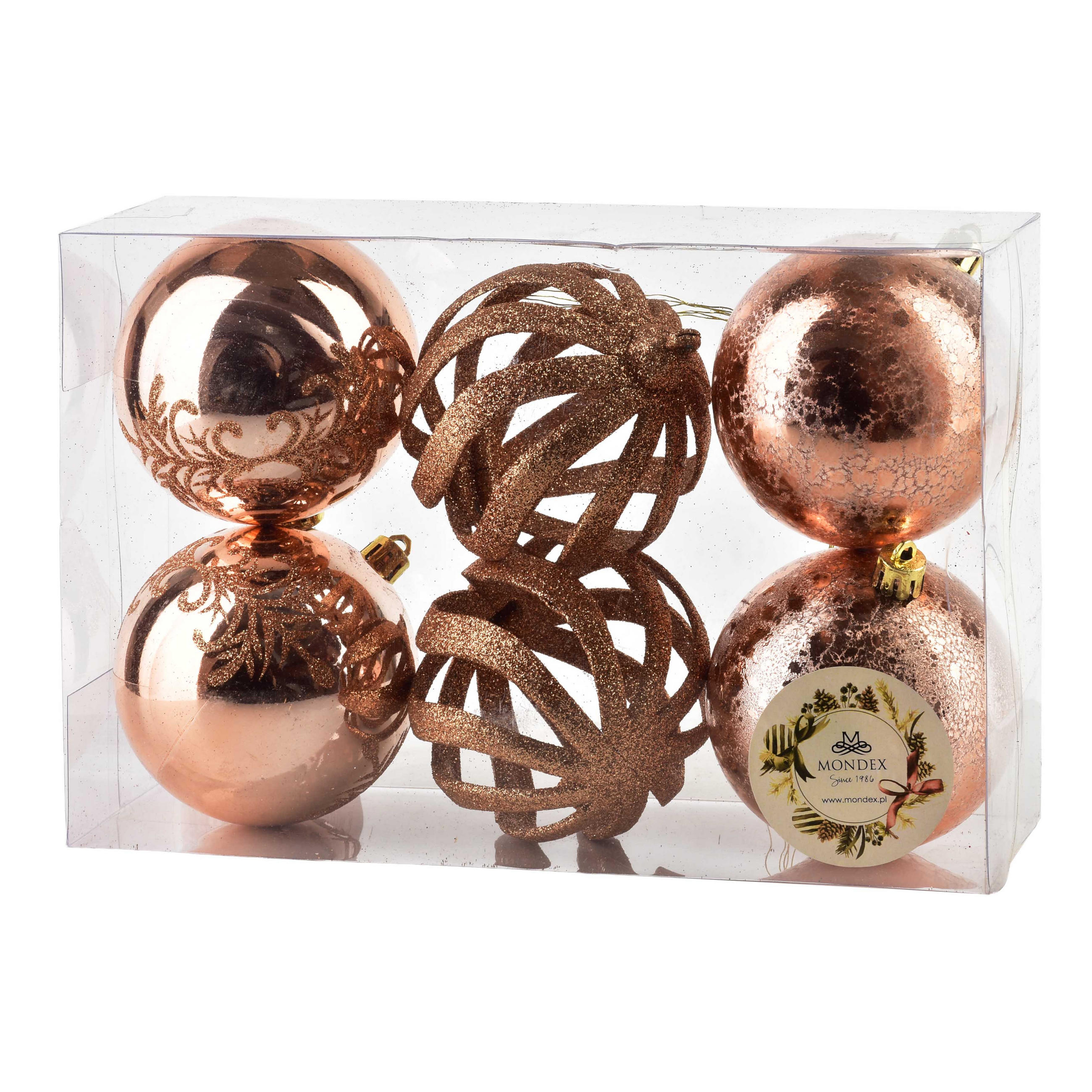 Mondex Weihnachtskugel-Set Kupfer 10x25x30 cm
