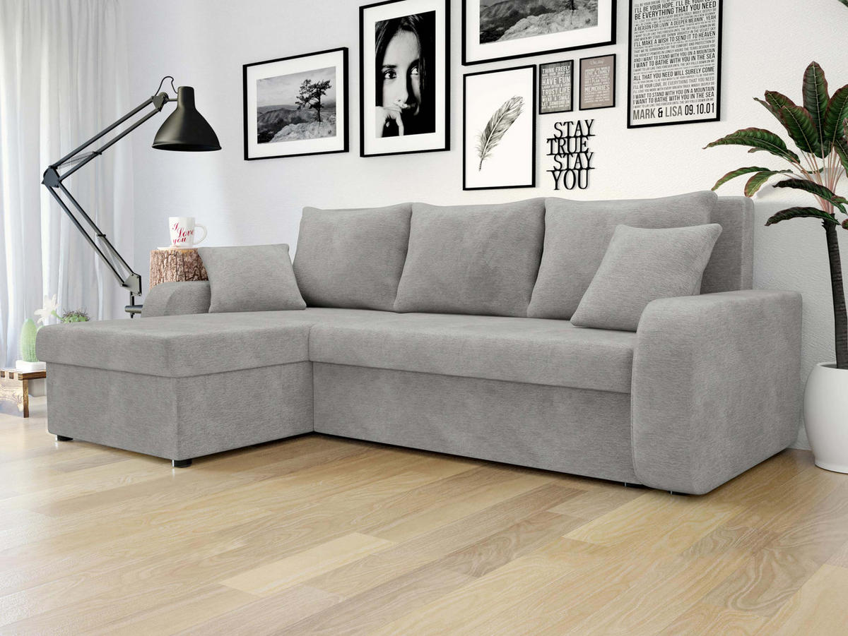 ECKSOFA Kris Lux - Hellgrau/Schwarz, Holz/Kunststoff (238/147cm) - MIRJAN24