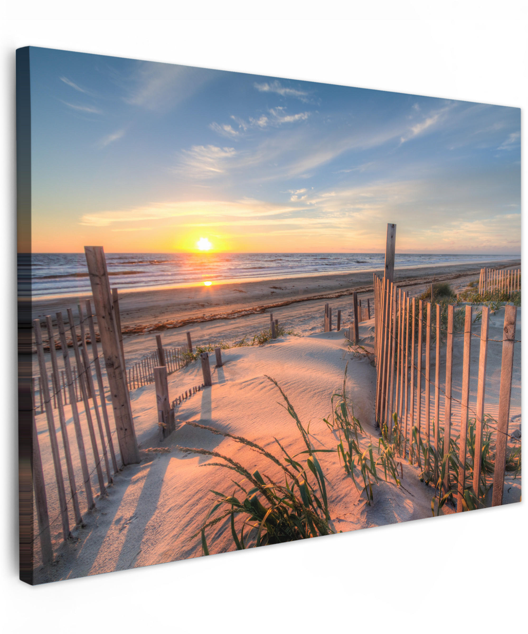 LEINWANDBILD Strand - Meer - Düne - Sonnenuntergang - Landschaft 40x30 cm - Beige, Textil (40/30cm) - MuchoWow