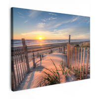 LEINWANDBILD Strand - Meer - Düne - Sonnenuntergang - Landschaft Wandbilder 80x60 cm - Beige, Textil (80/60cm) - MuchoWow