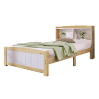 KINDEREINZELBETTEN aus Massivholz 90x200 cm in Weiß mit Stauraum-Kopfteil - Weiß, Holz (90/200cm) - Modfu