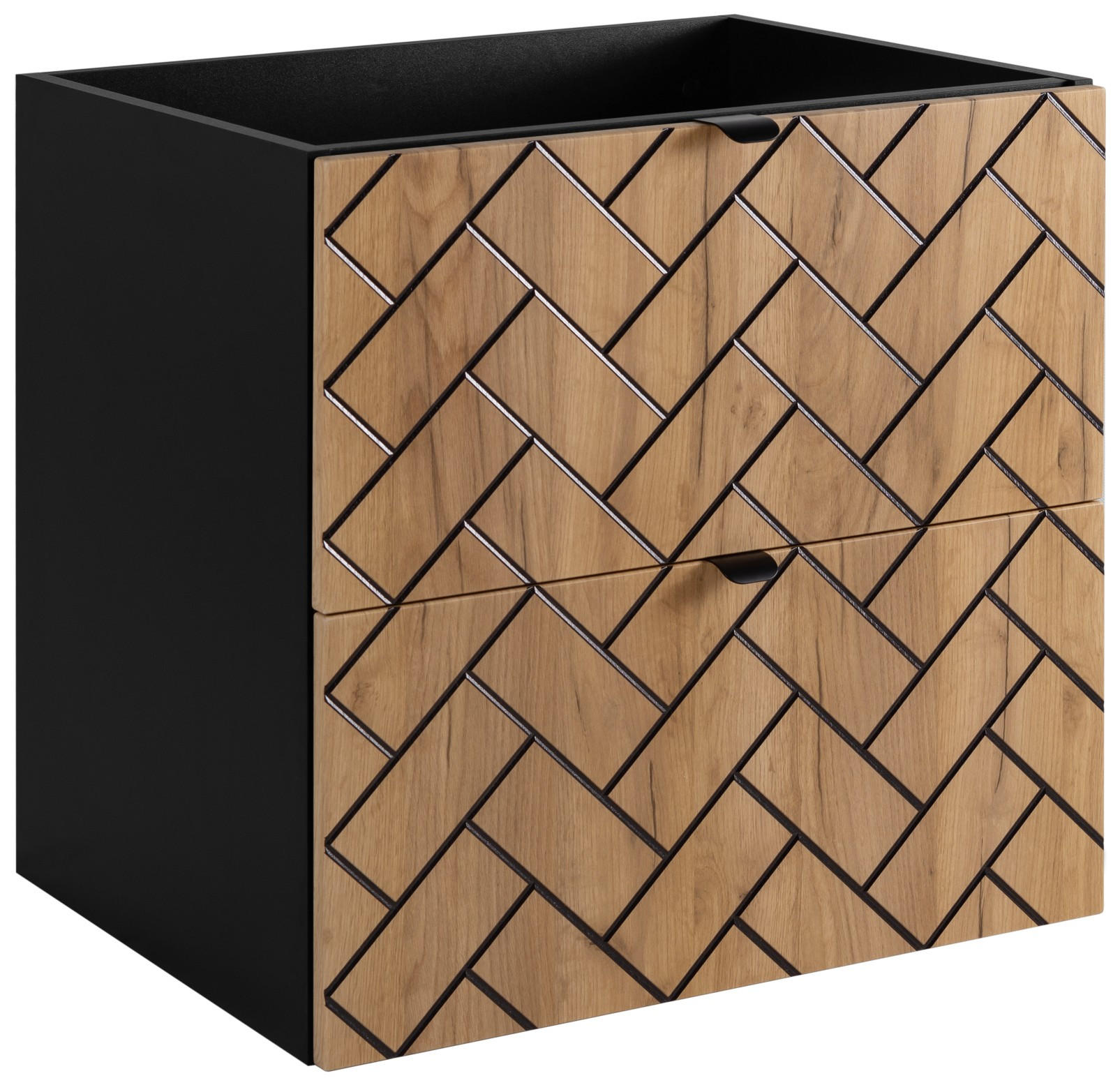 WASCHBECKUNTERSCHRANK Craft Eiche/Schwarz Matt 60/46/60 cm - Eichefarben/Schwarz, Holzwerkstoff (60/60.7/46cm) - Rodan