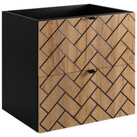 WASCHBECKUNTERSCHRANK Craft Eiche/Schwarz Matt 60/46/60 cm - Eichefarben/Schwarz, Holzwerkstoff (60/60.7/46cm) - Rodan