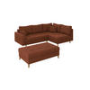 ECKSOFA inkl. Hocker Alma Terrakotta Cord - Ottomane rechts - Terracotta/Braun, Holz/Textil (231/161cm) - S-Style Möbel