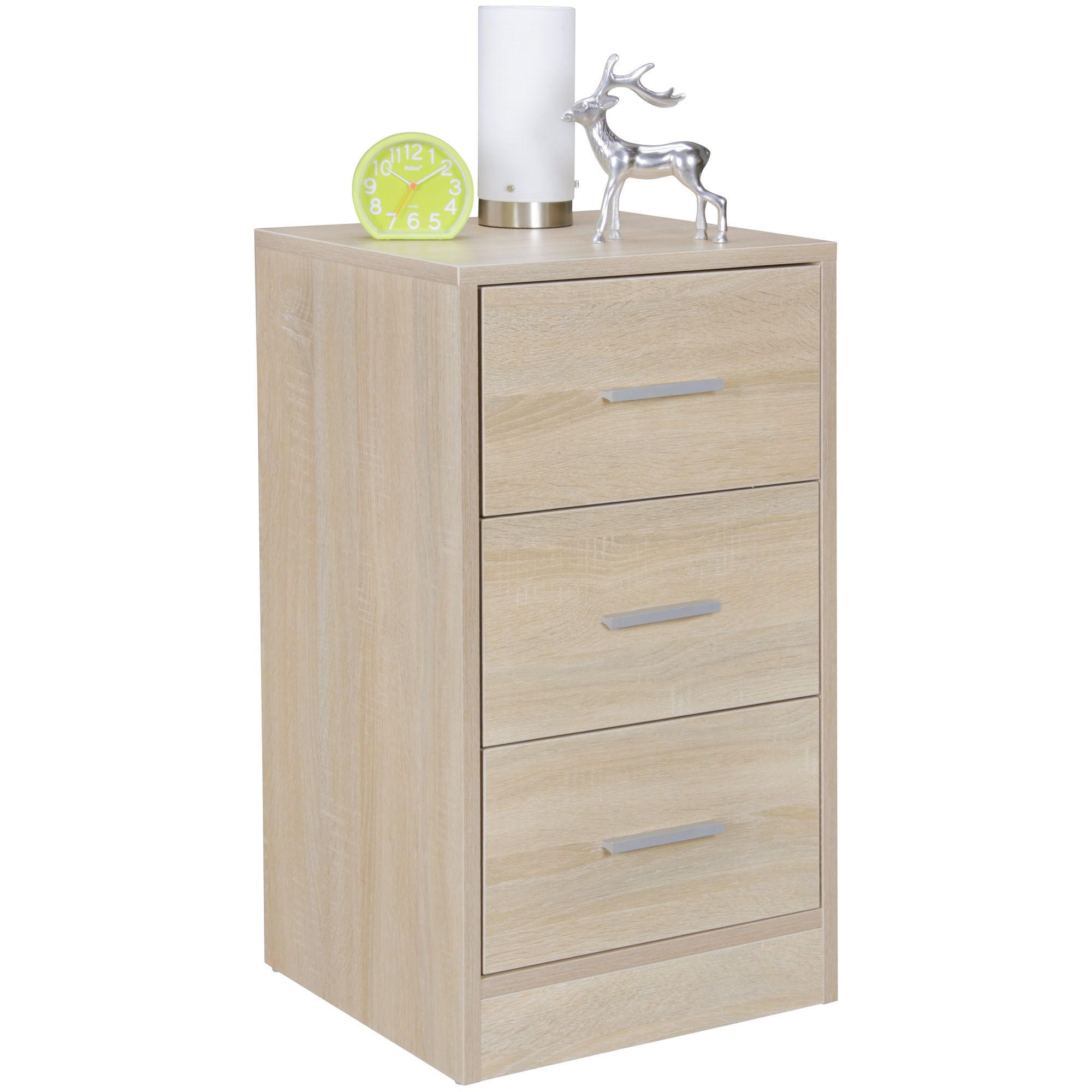 NACHTKONSOLE eckig CHRISTIANE - Sonoma Eiche, Holzwerkstoff (35/68/37.5cm) - tinkaro