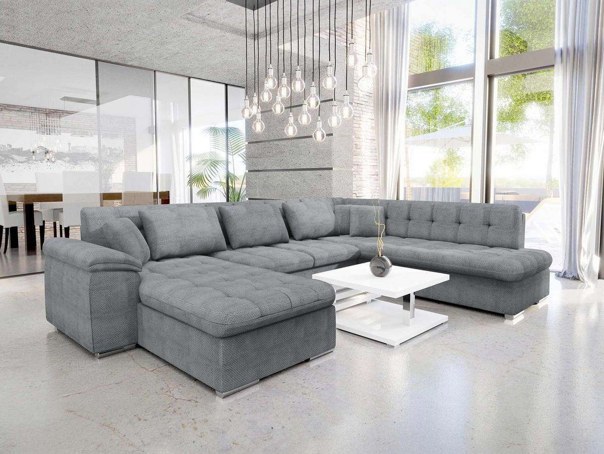 WOHNLANDSCHAFT Niko Bis, Seite: Links - Chromfarben, Holz/Textil (348/76/205cm) - MIRJAN24