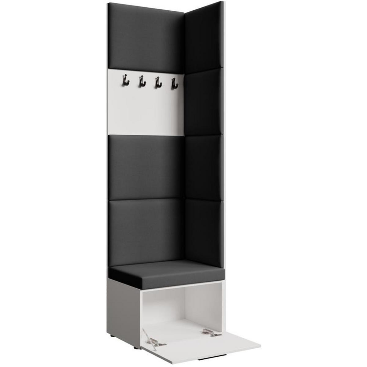 GARDEROBE Margaret V 81/203/43 mit gepolsterten Paneelen - Schwarz/Weiß, Holzwerkstoff/Kunststoff (60/206.5/42cm) - Beautysofa