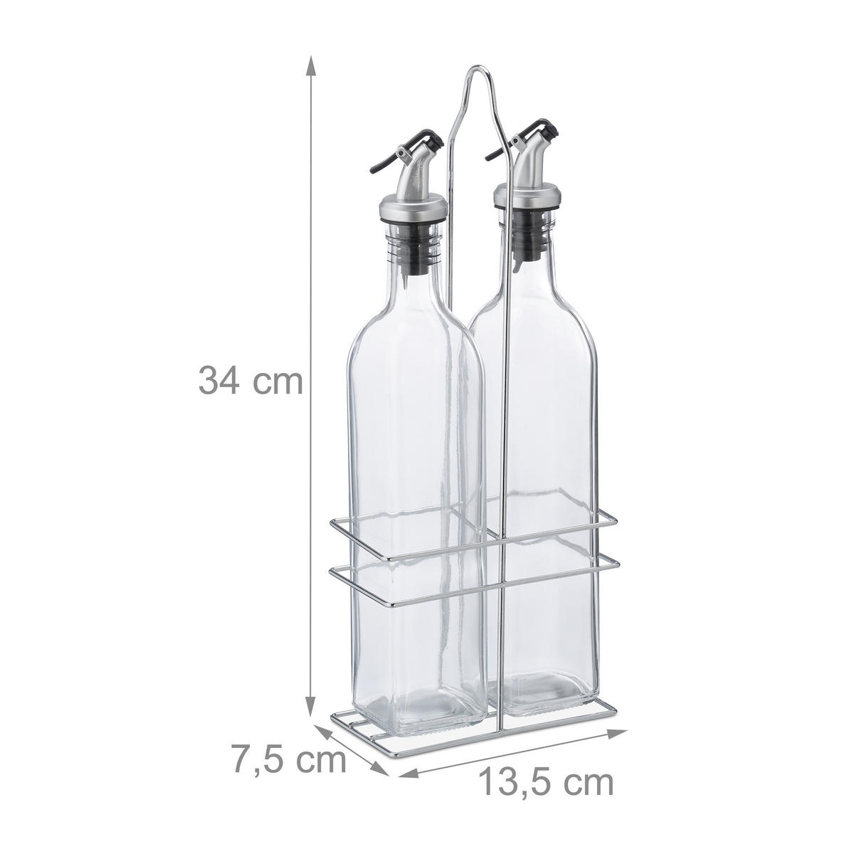 ÖLSPENDER-SET - Transparent, Glas/Kunststoff (13.5/34/7.5cm) - Relaxdays