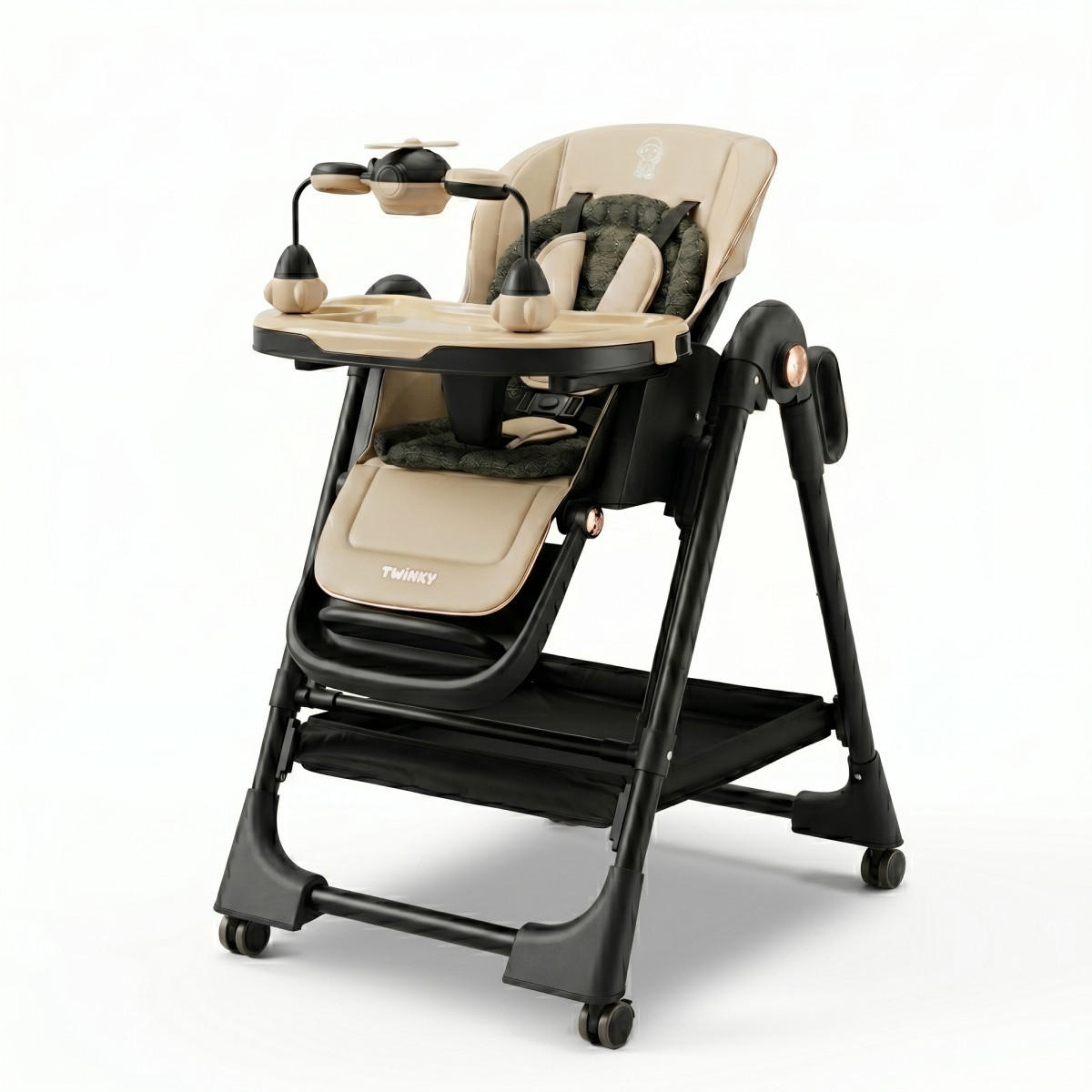 BABYHOCHSTUHL EXPLORE | Verwandlungsfähig | Beige und Schwarz - Beige/Schwarz, Leder/Kunststoff (69/110/110cm) - Twinky