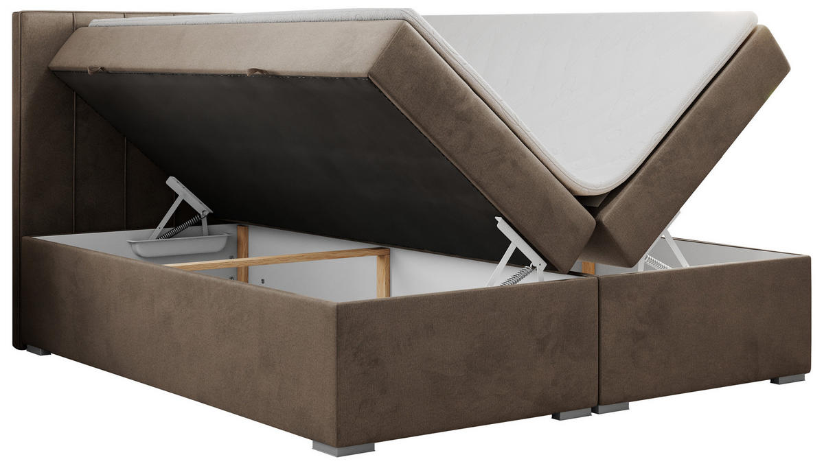 BOXBETT ALLY 200/200 Braun Velvet - H3 - Braun, Holz/Textil (200/200cm) - MKS
