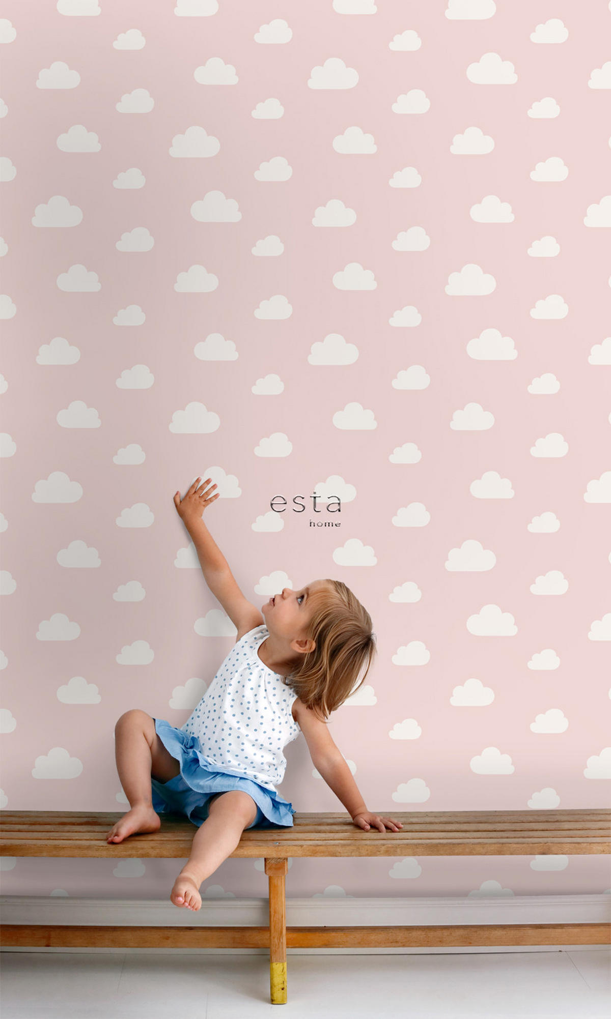 TAPETE kleine Wolken 53 cm x 10.05 m - Pink, Papier (53/0.1cm) - ESTAhome