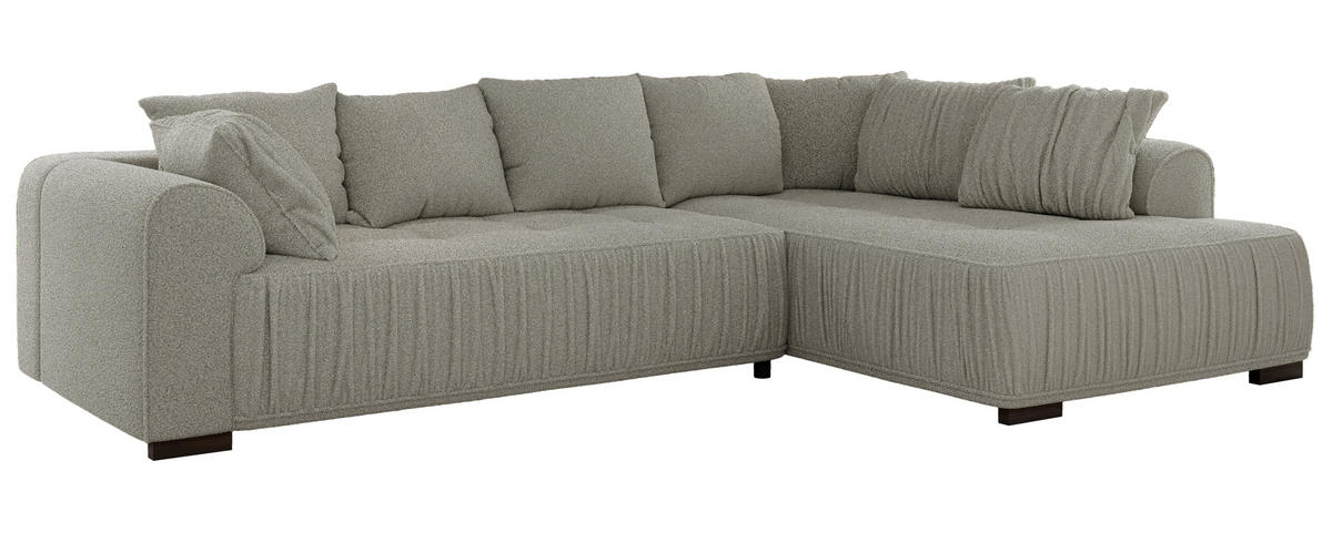 ECKSOFA ORTA Hellgrau Boucle - Rechts - Hellgrau/Schwarz, Textil (200/325cm) - MKS