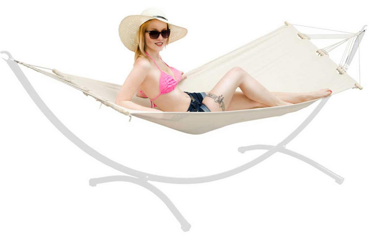 HÄNGEMATTE für 1 Person bis 100kg, 190/80 cm, beige - Beige, Textil (80/2.5/300cm) - Amanka