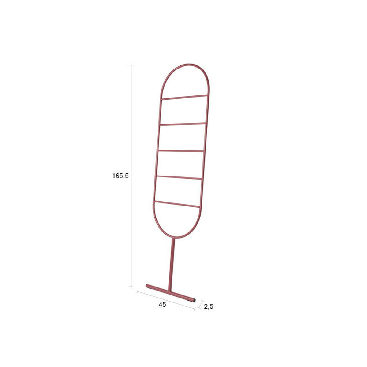 DEKORATIVE LEITER Tess Rot - Rot, Metall (45/165.5/2.5cm) - Zuiver