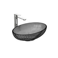 WASCHBECKEN Schwarzes Glas Oval 51 / 35 / 15 cm - Schwarz, Glas (35/15/51cm) - EMKE