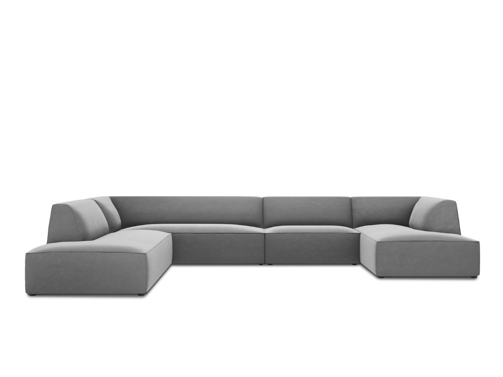 PANORAMASOFA links Ruby aus Samt grau 7 Sitzplätze - Grau, Textil (273/69/366cm) - Micadoni