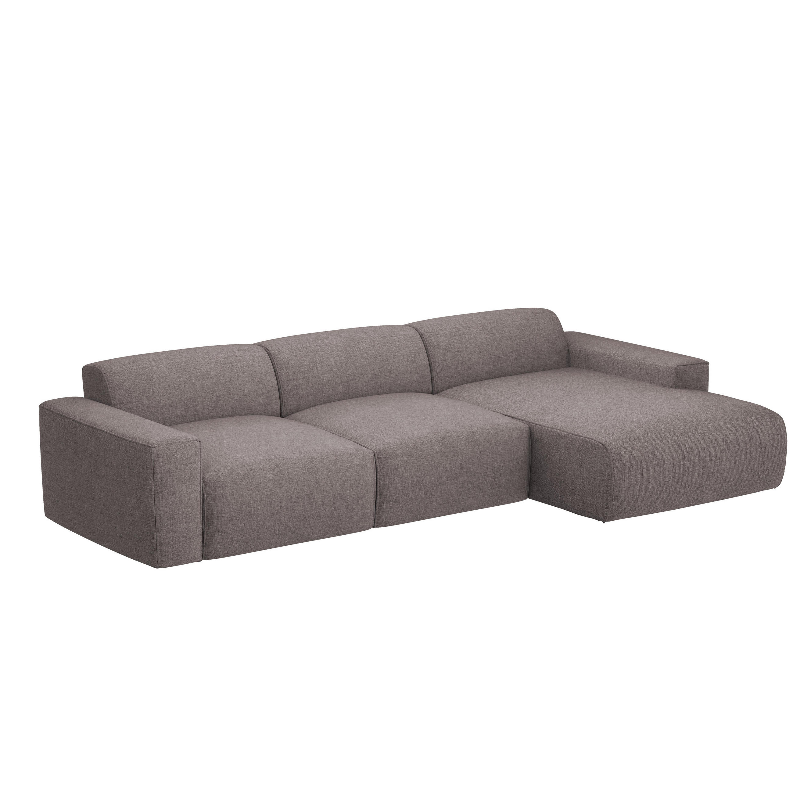 ECKSOFA DOVE Chenille-Stoff in Beige-Grau - Greige, Holzwerkstoff/Kunststoff (250/90cm) - Idohome