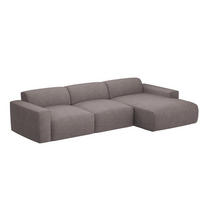 ECKSOFA DOVE Chenille-Stoff in Beige-Grau - Greige, Holzwerkstoff/Kunststoff (250/90cm) - Idohome