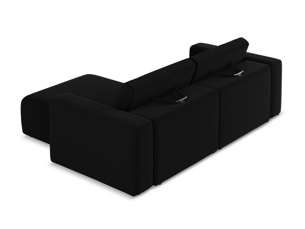 ECKSOFA Rechts Samt Stoff Schwarz - Schwarz/Grau, Kunststoff/Textil (224/167cm) - Makamii