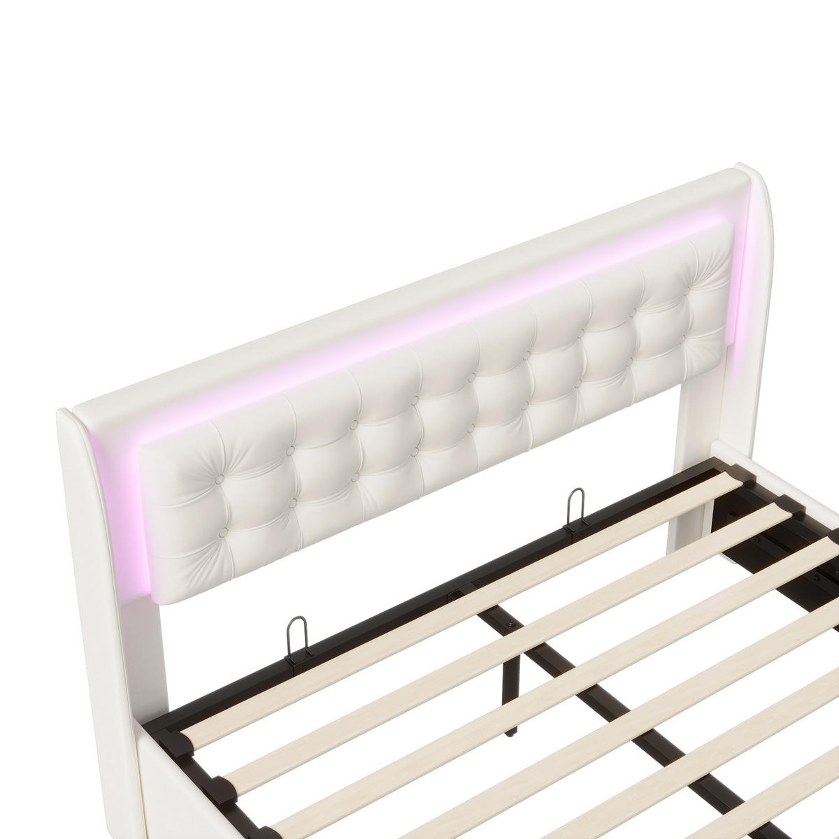 POLSTERBETT 140x190 cm, Beige, LED-Beleuchtung, Samt - Beige, Textil/Metall (140/190cm)